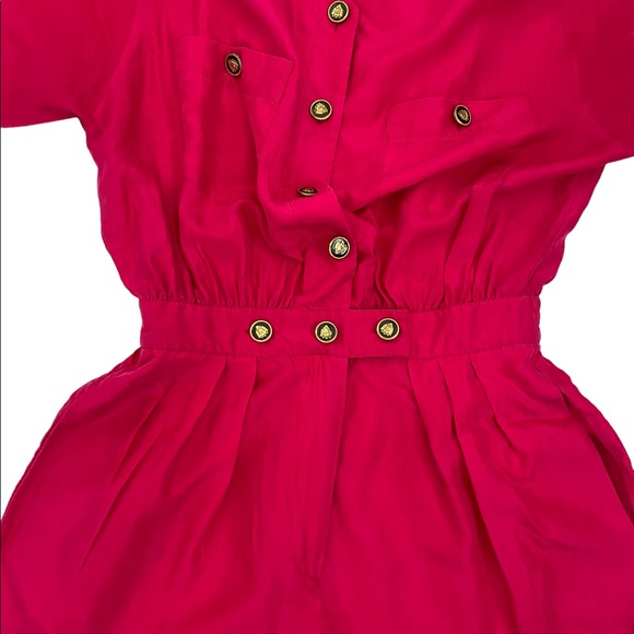 Saks Fifth Avenue Women's Vintage Fuchsia Long Sleeve Jumpsuit Size M - Picture 3 of 14
